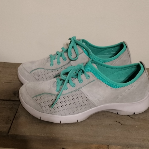 Dansko Suede grey and teal running gym shoes Size 10 - Picture 2 of 4